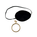 Black Pirate Eye Patch w/ Plastic Gold Earring